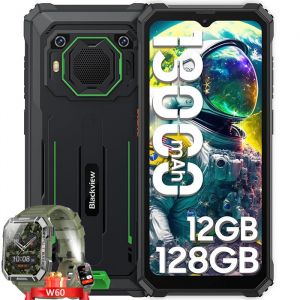Blackview BV6200 Pro Téléphone Portable Incassable 656 13000mAh 12Go+128Go Dual SIM Vert avec Smartwatch Blackview W60