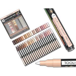 Lot De 22 Marqueurs De Peinture Acrylique Skin Pro Color Series-Pointe Extra Fine De 07 Mm-Pour Peinture Sur RocheVerreTassesB