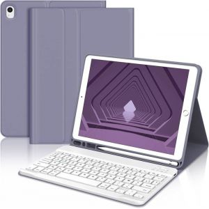 Coque Clavier pour iPad 10.2 9eme/8eme/7eme Generation 2021/2020/2019/iPad Air 3 2019 AZERTY Clavier Bluetooth D&eacute;tachable