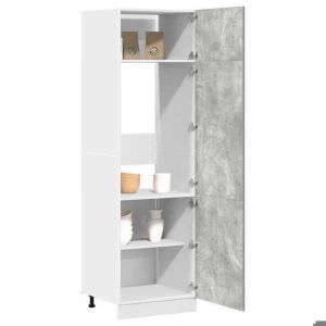Meuble bas  Armoire Buffet de cuisine BONNIE  Armoire de réfrigérateur Gris béton 60x57x207 cm - Aggloméré - BELLE M92846559