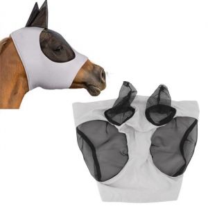 YIN Masque anti-mouches avec oreilles couvre-tête de cheval en maille fine élastique Gris YN013