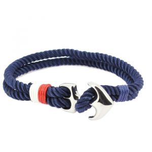 Clj Charles Le Jeune - Bracelet - Ancre nautique - Bleu Marine Naval - 21 cm Homme