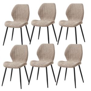 lot de 6 chaises de salle &agrave; manger - HJhomeheart - Style vintage - Pieds en m&eacute;tal - marron