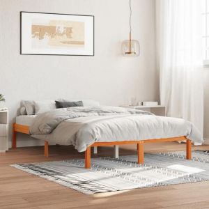 SALE 2026 Stable Structure de lit double Brun - Cadre de lit sans matelas cire marron 120x190cm - bois pin7350