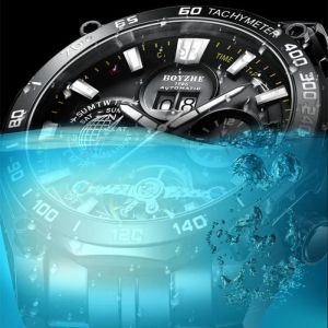 Montre Homme Automatique tourbillon de marque 2021 lumineux 100M &eacute;tanche bracelet acier argent&eacute; noir
