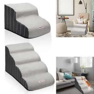 Escalier pour Chien Chat &agrave; 2 Marches&Eacute;chelle pour Chien en &Eacute;ponge de Haute Densit&eacute;Rampe &Eacute;largie en Pente Douce40x40x30CM(gris)