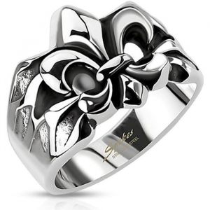 Bague homme acier fleur de lys emblème fierté française taille 67 (67)