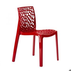 Chaise Polypropyl&egrave;ne Design Nid dAbeille de Jardin Bistrot Gruvyer Grand Soleil - Rouge