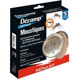 Soucoupe design + 10 spirales anti moustiques - DECAMP - Jusquà 4h par spirale