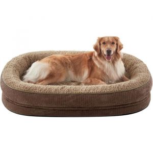 Panier Chien Grande Taille XXL Orthopedique Memoire de Forme Lit pour Chien Canap&eacute; Chiens Dehoussable Lavable Lit Ovale  Brun