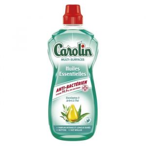 LOT DE 2 - CAROLIN Nettoyant ménager huiles essentielles  anti-bactérien eucalyptus et arbre à thé- flacon de 1L