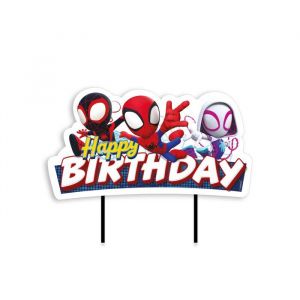 Cake topper Happy Birthday Spidey et ses amis 175 cm - Multicolore