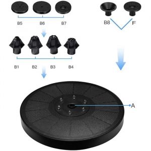 Fontaine Solaire pour Bassin Piscine D&eacute;coration de Jardin - 6LED - Avec &eacute;clairage - Pompe &agrave; eau solaire