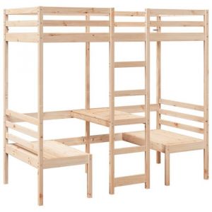 Lit dinvité simple  Lit denfant/Lit mezzanine avec bureau et chaises 90x200 cm pin massif - 1 Place SP24012BED96647214
