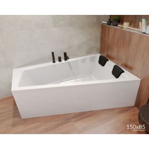 Baignoire Bain dangle 150x85 Droite + appui-t&ecirc;te Siphon de bain et pieds 4en1