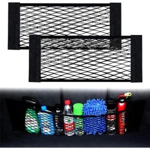 2Pcs Filet Rangement de Coffre VoitureFilet Coffre VoitureÉlastique Filet de Rangement de Coffre avec Magic Sticker pour Camion