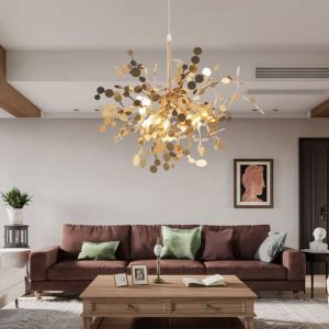 Lustre Cristal et Laiton - Pièce Unique Style Baroque pour Salon/Entrée