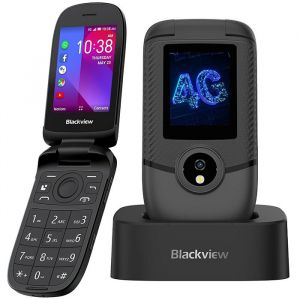 Blackview N2000 Téléphone Portable à Clapet Senior Débloqué avec Grand Écran 28 pouces1500 mAhRadio FMDouble SIM 4G - Noir