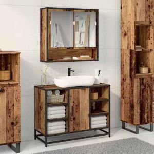 HSF&reg; Colonne WC/Meuble de Lavabo de Salle de bain - Meuble rangement pour bain/ARMOIRE WC - Bois ancien 80x33x60 cm mcv55492