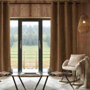 Lot de 2 rideaux occultants phoniques et thermiques doubl&eacute;s polaire Bjorn 100% opaque Le fil dAriane - Bjorn Camel - 2 Panneaux