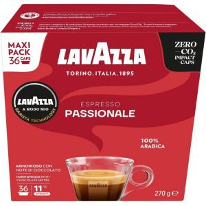 Lavazza Espresso Passionale 1 Paquet de 36 Capsules de Café Notes Aromatiques de Chocolat 100% Arabica Intensité 11/13