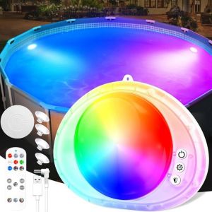 Lampe de piscine submersible sans fil avec télécommande lampe de piscine flottante rechargeable avec ventouse pour baignoire