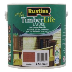 Lasure acajou &agrave; s&eacute;chage rapide pour le bois ext&eacute;rieur et les terrasses avec protection UV 5 ans - 12m&sup2;L - 2.5L