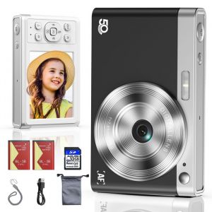Campark Appareil Photo Num&eacute;rique Compact-1080P 50MP Cam&eacute;Ra 2.8LCD Rechargeables Enfant evec une Micro SD Carte de 32G Noir
