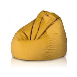 Fuzzy pouf fauteuil microfibre poire adulte fauteuil relax salon billes polystyr&egrave;ne 80x110 cm jaune Ecopuf