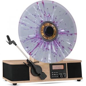 Tourne-disque vertical Fuse Bluetooth avec haut-parleurs int&eacute;gr&eacute;s &ndash; platine vinyle 33/45 tr/min radio FM