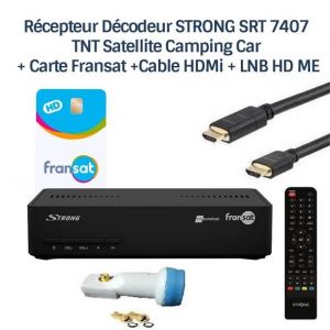 Récepteur STRONG SRT 7407 - Décodeur TNT Satellite Camping Car + Carte Fransat +Cable HDMi + LNB HD ME