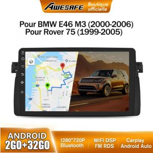 AWESAFE Autoradio Android 13 pour BMW E46 Série 3 M3 Rover 75 MG ZT (2Go+32Go) 9 écran Tactile Carplay GPS Bluetooth Android Auto