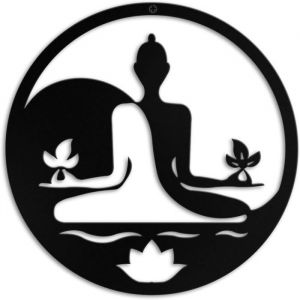 Décoration murale zen en métal décoration murale Bouddha en fer lotus zen décoration de méditation spirituelle (30x30cm)