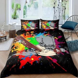 Sets De Housse De Couette Couleur Skateboard Graffiti Art 140x200cm 2 Taies DOreiller 50x75cm3D Ado Imprimé Parure De Lit