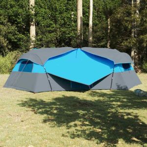 Tente int&eacute;rieure familiale - vidaXL - 520x520x190 cm - Bleu - Taffetas - 8 personnes - 3 chambres - 2 portes