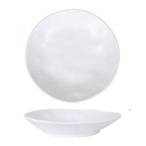Service Assiettes DENA rondes de 12 Pièces creuses en Porcelaine blanche plat pour soupe entrées et desserts - D 23 x H 4 cm