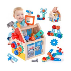 2pcs Caisse a Outil Jouet EnfantJouet en Bois Outil &Eacute;tabli Enfant Bo&icirc;te &agrave; Outils Jouet &Eacute;ducatif Cadeau Enfant 3 4 5 6 Ans Gar&ccedil;on