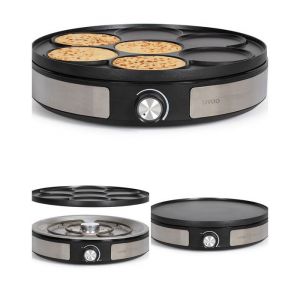 Crêpière - INOX - 2 en 1 - 33 cm - Anti-adhésif - 1500W - Compatible lave-vaisselle