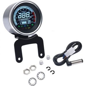 Compteur de vitesse multifonction 12 V compteur kilom&eacute;trique num&eacute;rique LCD pour moto tachym&egrave;tre et jauge de carburant