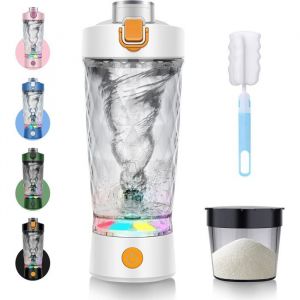 Shaker-Fitness-Shake cup-Shaker cup &eacute;lectrique-Shaker prot&eacute;in&eacute; &eacute;lectrique avec compartiment &agrave; poudre-650 ml-Pour poudres-Blanc