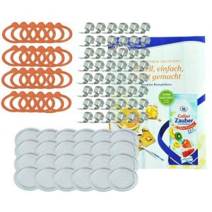 Kit de conservation - WECK - RR60 - 24 couvercles en verre - 24 anneaux - 48 pinces de réveil