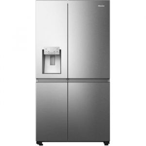 Réfrigérateur américain - HISENSE - RS5P628WSPID - 4 portes - Machine glaçons - 632 L - Classe D - 91 x 73 x 179 cm - Métal brillant