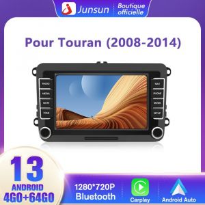 Junsun Autoradio 4G Android 13 4Go+64Go pour Golf VW Passat Polo Seat Skoda7&eacute;cran TactileCarplay Android Auto RDSGPSWiFi