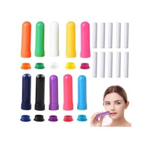 10 Pièces Stick Inhalateur pour Huiles Essentielles NezInhalateur dHuiles EssentiellesTube dInhalation avec Mèches10 Couleurs