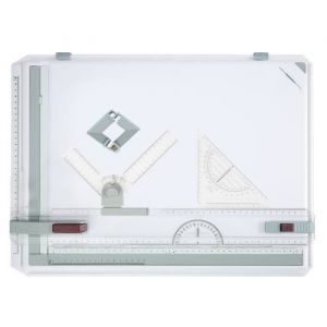 Planche à dessin A3 - Multifonction - Équerre et protractor - Plastique - 49x35.5cm - Accessoires inclus