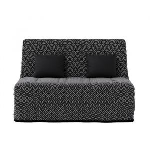 Banquette convertible GAIA  BZ  couchage 160x200 avec 2 coussins OFFERTS G&eacute;ometrik noir