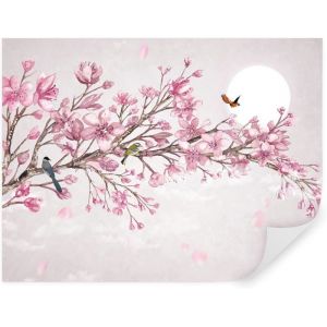 Papier Peint Panoramique 3D Fleurs 250x175 cm style 3D Fleurs Arbre Fleurir Oiseaux Papier Peint Soie pour Salon D&eacute;coration Murale