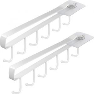 iGadgitz Home U7166 Porte Tasse Suspendu Métal (ensemble de 2), Hook Rack, Porte Tasses, Rangement Cuisine -Blanc