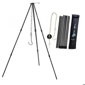 Barbecue Suspendu - Inox - Trépied en Acier - Léger - Pratique - Idéal Camping/Pique-nique