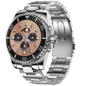 XtraDiTech Montre Connect&eacute;e Homme Femme Classique Rigide Bo&icirc;tier Hu&icirc;tre Bracelet Acier Inoxydable 5ATM Couronne Num&eacute;rique Noir